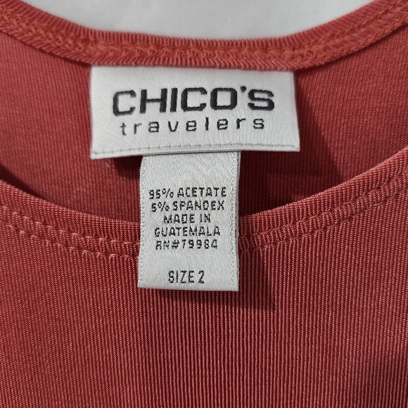 Chico's Travelers Womens Sleeveless Top Size 2 (L/12) Mauve Slinky Stretch Flowy - Picture 3 of 6